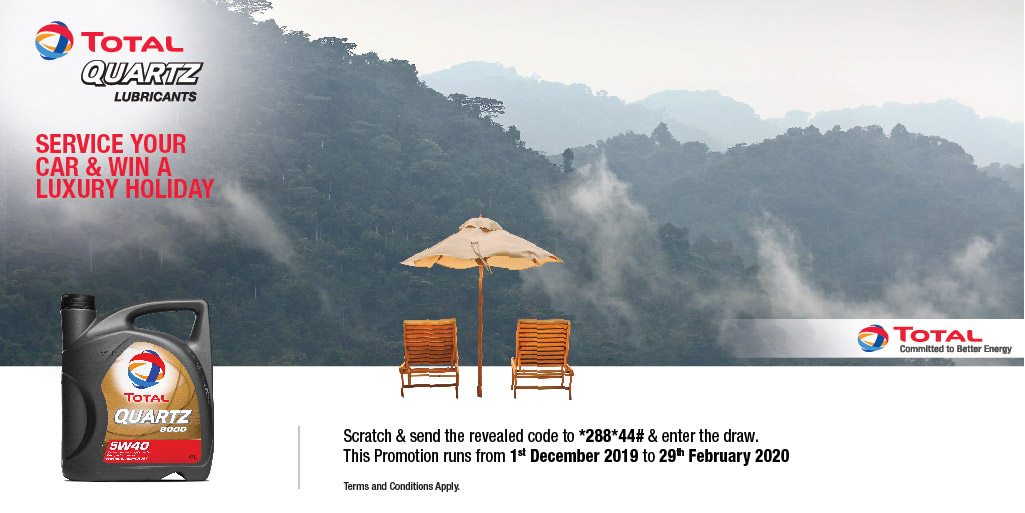 TotalEnergiesUG's tweet image. Don’t spend money this Valentine’s Day. Simply service with TOTAL Quartz Lubricant from our TOTAL station. You will get a coded seal. Dial *288*44# to send the code and stand a chance to win a trip to Marasa Safari lodge with your loved one. 
#TOTALLubricants
#TOTALQuartz