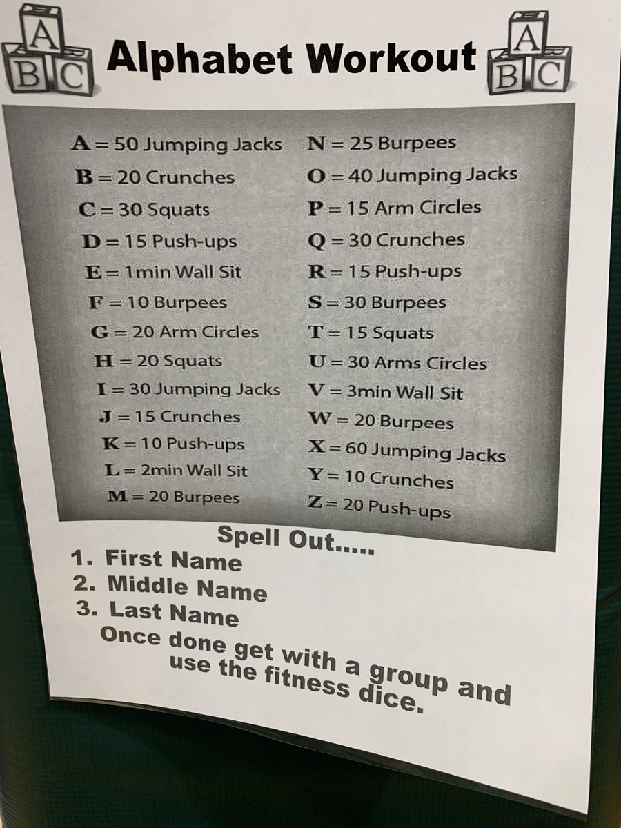jmorganphysed's tweet photo. Next miss a Monday workout. PE 6 starting their week off right with the alphabet workout. @BakerMiddle @TROY_PE_Dept https://t.co/e41EYSknOk
