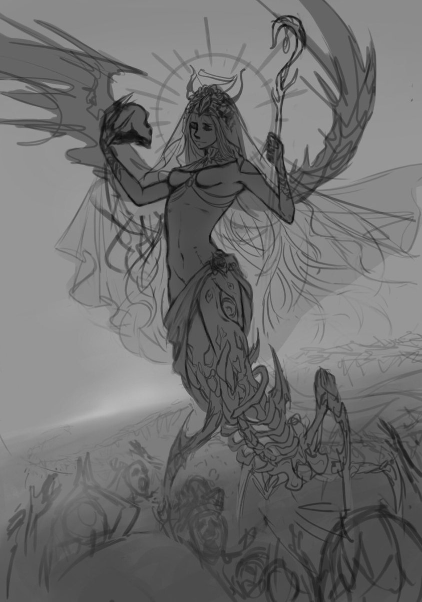 Revisiting an old project from 2019- the Saint of Flesh ? She's part of the pantheon in my original story. It's interesting to see how my approach to design has changed over time. 