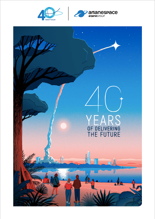 _lanouvelle's tweet photo. @Arianespace célèbre ses 40 ans ! Pour l'occasion l'agence a fait appel à Vincent Mahé pour cette affiche qui présente l'exposition interne qui se tient dans les bureaux d'@Arianespace 🚀

#arianespace #happybirthday #40ans #illustration
https://t.co/AKwo7UMC5V https://t.co/7naKlH2Vo9