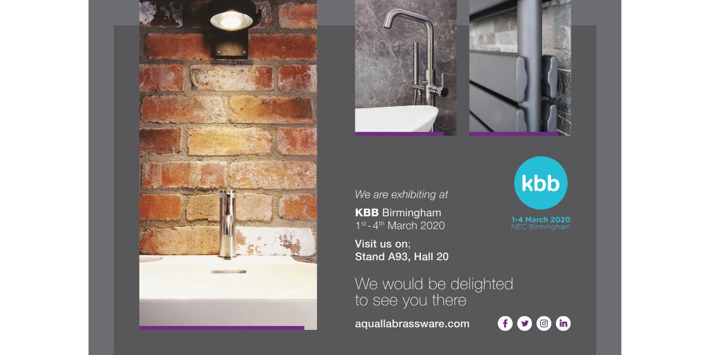 Aqualla__'s tweet image. We are thrilled to be exhibiting at @kbb_birmingham 2020. 
Visit us at stand A93 where you can meet the team, explore the range, and discover what Aqualla can offer your business. 
#kbb2020 - Register here for your free ticket: registration.n200.com/survey/0sp99ju…