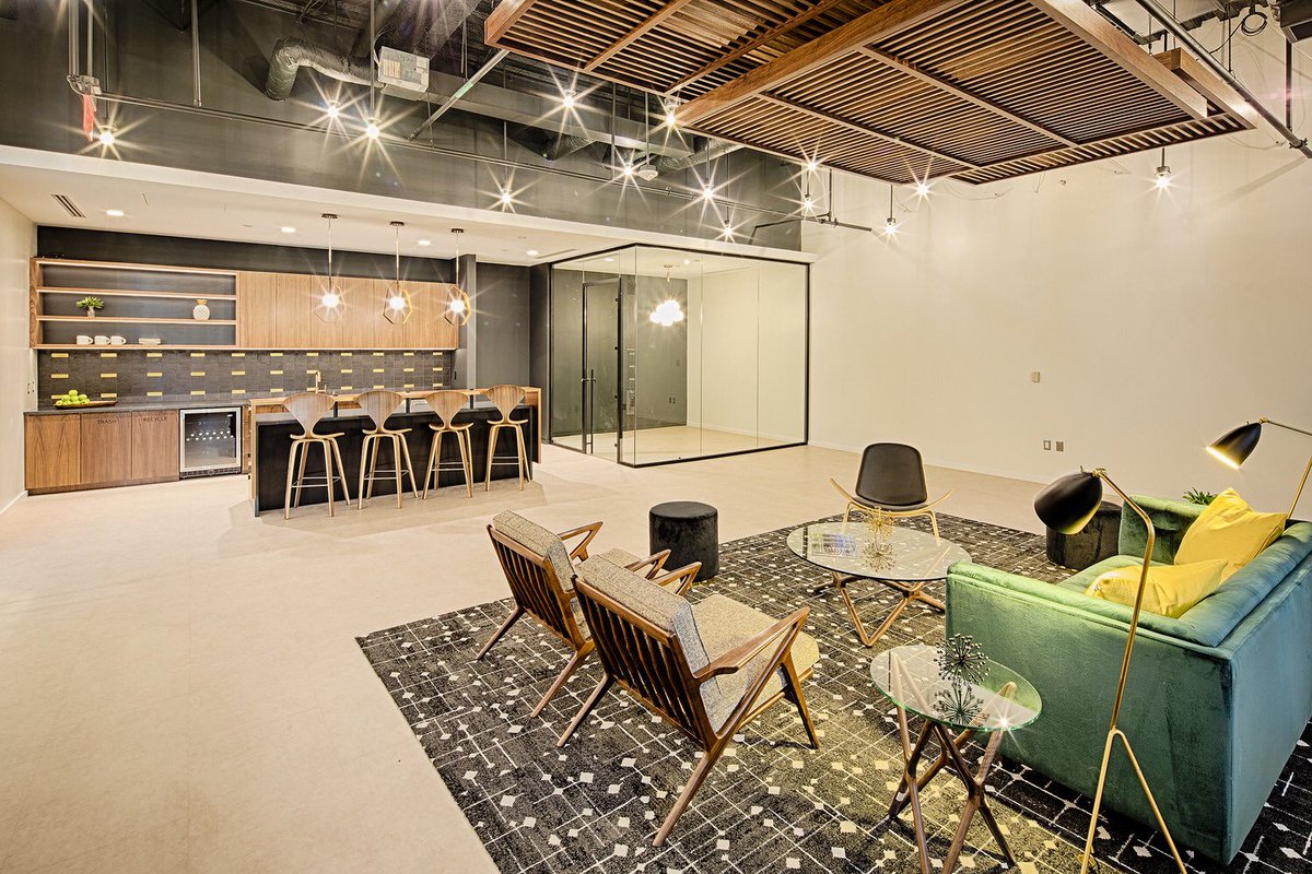 Color – muted or strong, or just pops against a neutral palette – lend interest &amp; even intrigue to interiors. Color can indicate “neighborhoods” in an open office, or can have calming or energizing effects. All these considerations go into DBI’s visioning process. #InteriorDesign