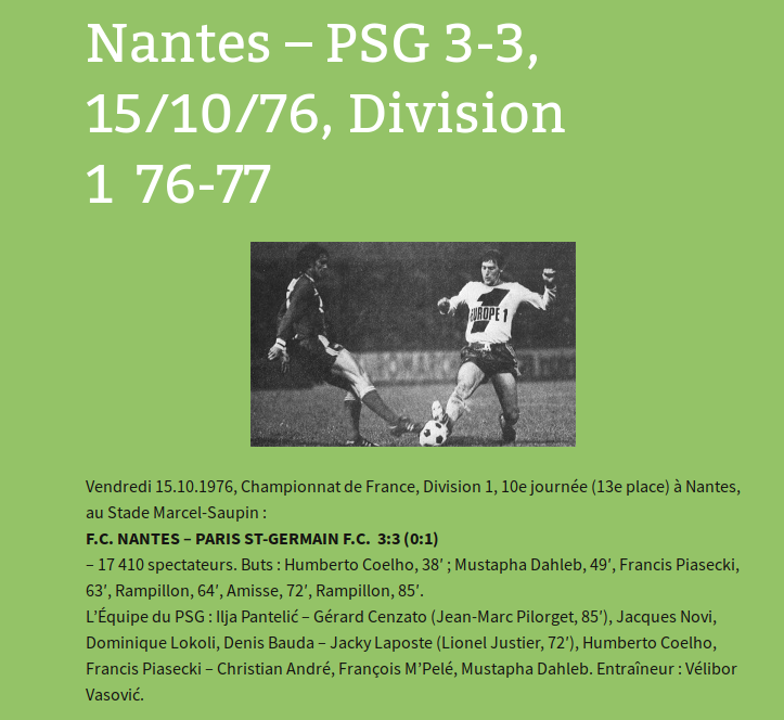 Coach_Nantais's tweet image. Eh @canalplus @CanalFootClub , vous pouvez dire à #stephaneguy qu'il a encore dit une grosse connerie hier soir pendant le match ? Parce que le @PSG_inside s'est déjà fait remonté 3 buts dans un match dans son histoire. Le 15/10/1976 à Saupin contre le @FCNantes. De rien.
#PSGOL