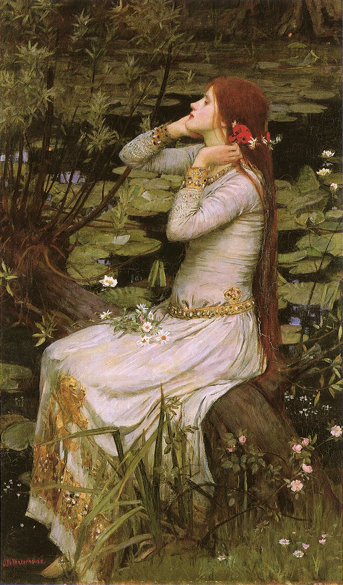 PreRaphSoc's tweet photo. This #MillaisMonday we herald the artist's haunting and meticulously vivid 'Ophelia' (1851-2, Tate), arguably his most famous work, accompanied by 3 other Ophelias (1889, 1894 &amp; 1910) by John William Waterhouse who died #OTD in 1917 https://t.co/rwjH8YTXn3