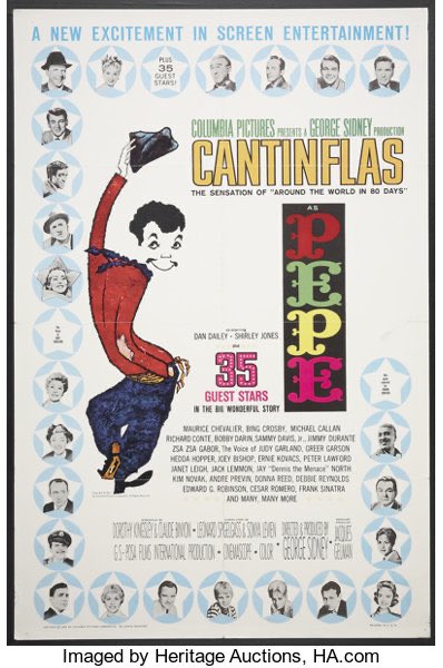 Jimmy Durante was born on this day in 1893. Anyone seen Pepe? Kovacs & Durante we’re part of the “35 Guest Stars” of the film. #JimmyDurante #ErnieKovacs #Pepe #Cantinflas