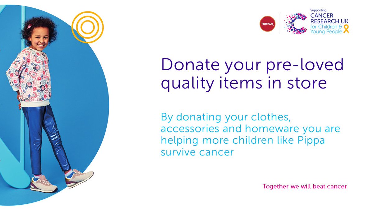 Your donations of pre-loved quality items are helping children like Pippa survive cancer. Donate at your local Cancer Research UK or TK Maxx store and, together, we will beat cancer. #GUCFG