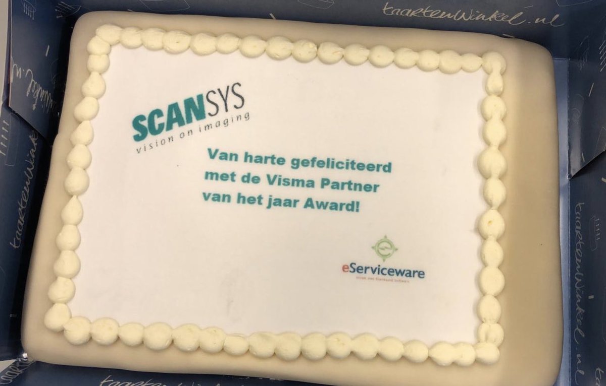Dank je wel #scansys voor de felicitaties voor onze ‘Visma partner van het jaar’ award en heerlijke taart. <a href="/Visma_net/">Visma.net</a> #visma