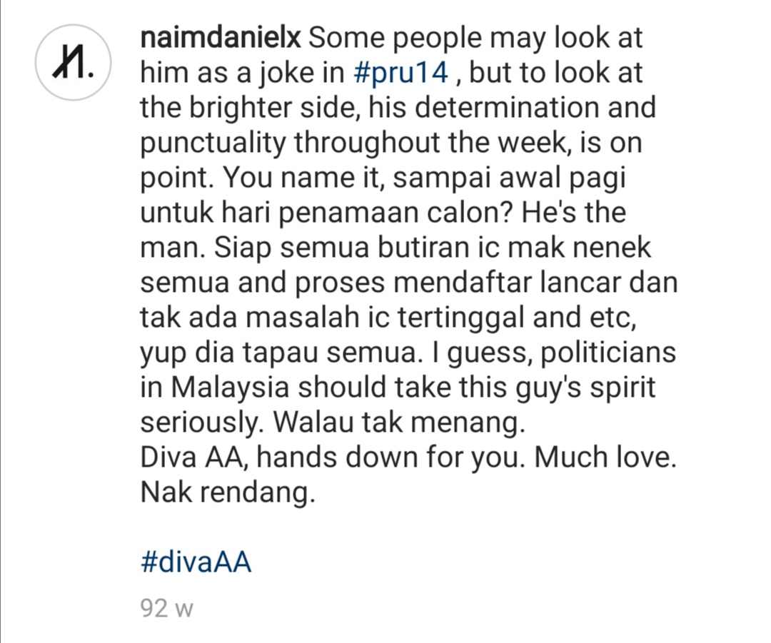 naimdanielx's tweet photo. Salam Uncle Azwan, sayalah "JADAH" yang support Uncle Azwan ketika PRU 14 pada tahun sudah. Saya sedar masih banyak lagi perkara yang perlu saya pelajari dalam industri ini. Semoga Uncle Azwan dipeluk cinta Allah sentiasa. Aamiin. https://t.co/JVRexaefno