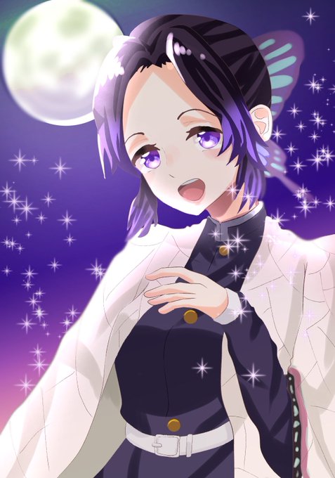 しょーが。さんがTwitterに投稿した胡蝶しのぶ(鬼滅の刃)のイラスト。