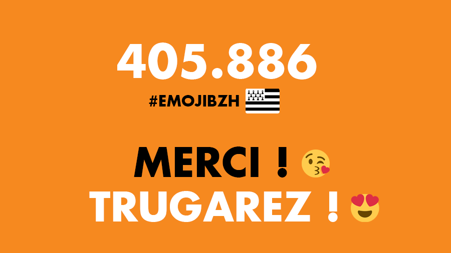 L'opération #emojibzh s'est terminée cette nuit avec un résultat de 405 886 emojis drapeaux bretons générés 😍
Un immense merci à tous nos soutiens en #Bretagne ou à travers le monde ! Trugarez vras d'an holl !