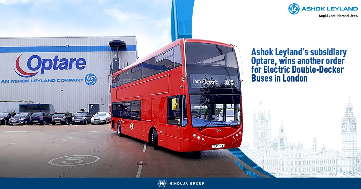 ALIndiaOfficial's tweet photo. We are glad to announce yet another significant win by our subsidiary #OptarePLC. It is partnering with Tower Transit Group in the launch of two new #electric routes in #London with the supply of 37 #Metrodecker double-decker #EVs! Read more here: https://t.co/fk9zdWQZas https://t.co/qezTkcnpGH