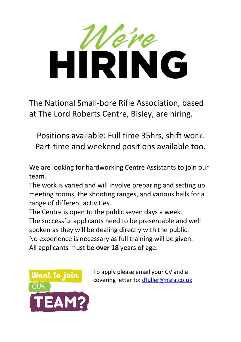 We're currently hiring! Centre Assistants wanted! Please get in contact with us if you're interested.