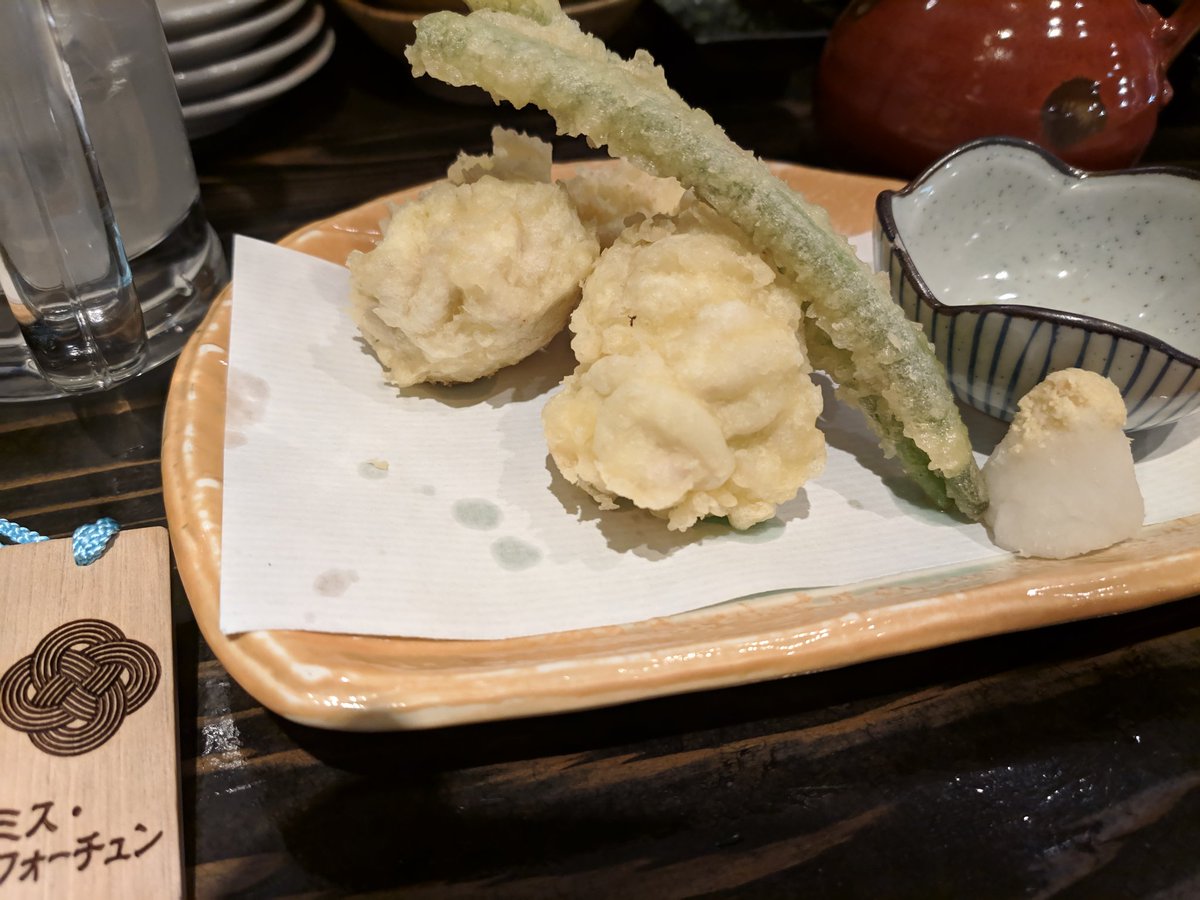 はっしー時々ハス A Twitter たら菊の天ぷら つか 白子の天ぷらやね これめちゃくちゃ美味しかった 写メ 食べ物