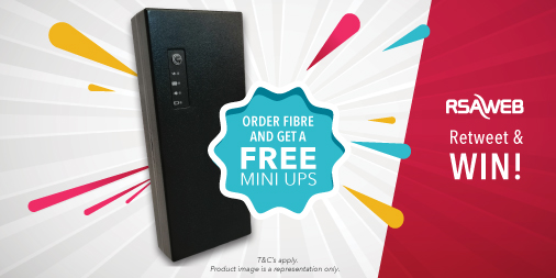 RSAWEB's tweet photo. #loadshedding sucks! Retweet this and you could win one of 10 mini UPS's. Order Fibre now to get a free mini UPS on selected RSAWEB fibre packages: https://t.co/0bsi1bv40M 

Winners announced  14/02/2020

T's &amp; C's apply. https://t.co/0iZW6nD7pG