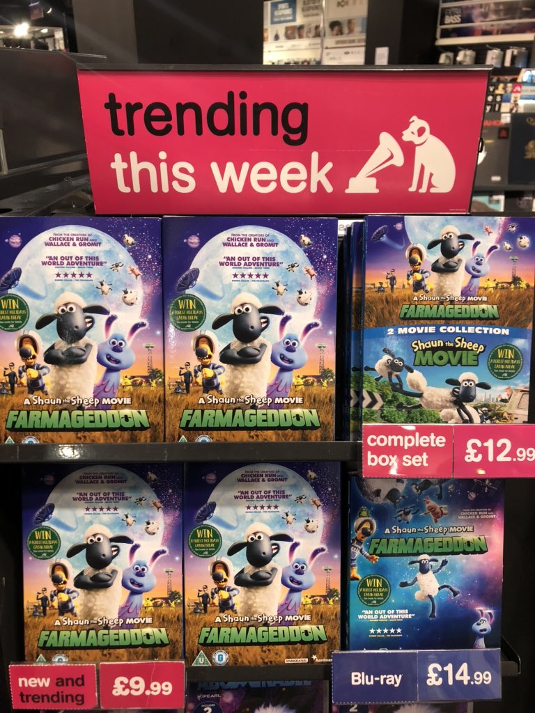 Farmageddon is out today on DVD, BluRay and download! #Shaunthesheep #halftermsorted (pic via <a href="/hmvtweets/">hmv</a>)
🛸🐏💿🎞️🇬🇧