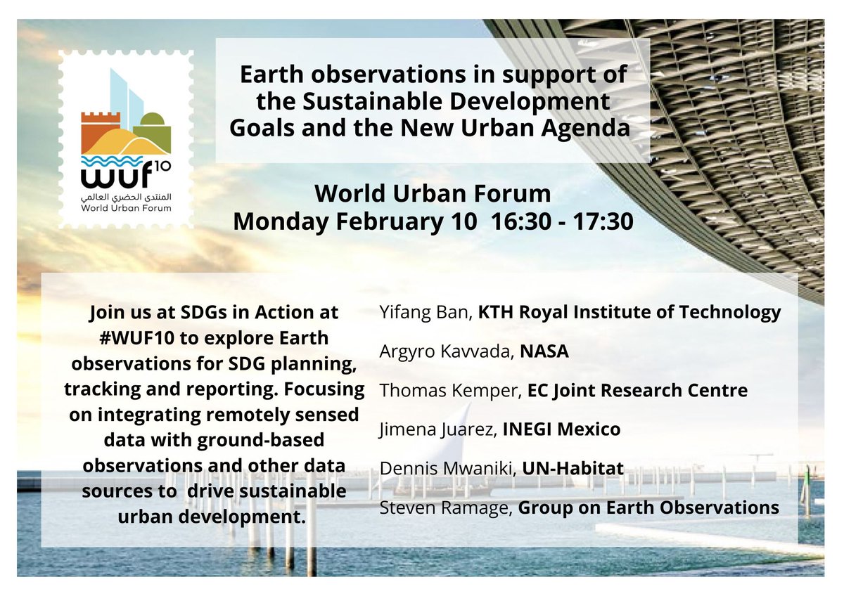 GEOSEC2025's tweet image. Today ➡️ Join us for a special session of #SDGs in Action at #WUF10 with our partners @EO4SDG @UNHABITAT 
@GUONetwork @EU_ScienceHub @Data4SDGs @NASAEarth. We will illustrate the value of Earth observations 🛰️ 🌎 to support #cities #SDG11 earthobservations.org/geo_blog_obs.p… #eo4impact