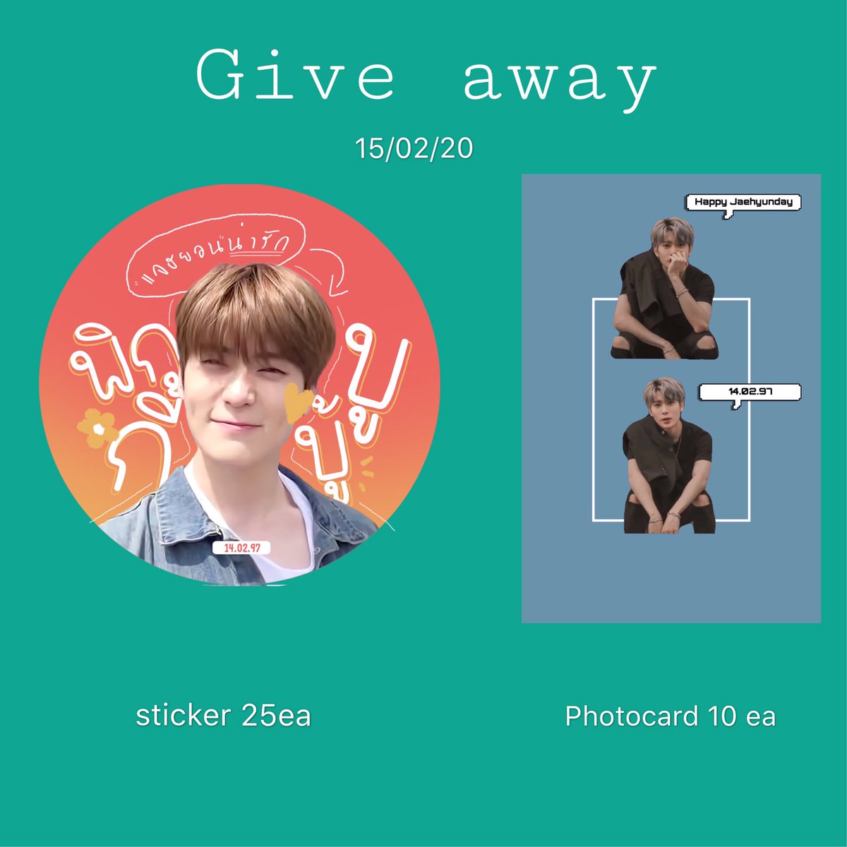 storyofjhh's tweet image. Give Away 💝

- Sticker and Photocard Jaehyun 🥰

- 15 feb 
- ปัญญาคาเฟ่ , into the woods cafe, Siam

time — tba

/ pls rt + show this tweet 

ps.สำหรับแจยงชิปเปอร์ มีแถมสติกเกอร์จำนวนนึงนะคะกระซิบบอกได้ 

#JHstyle_BDcafé2020 
#Bebetterwithvalentineboy 
#HAPPYJAEHYUNDAY