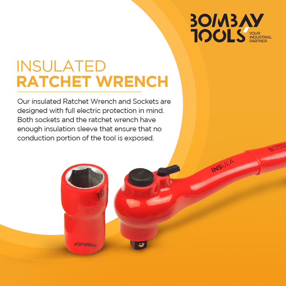 TheBombayTools's tweet photo. Keeping full electric protection in mind, our socket and ratchet wrench has enough insulation sleeve that ensures no conduction portion of the tool is exposed.
Enquire for details here - https://t.co/92IQXXZGq1
#BombayTools #YourIndustrialPartner
#Tools #IndustialTools https://t.co/DY9xeClKkP