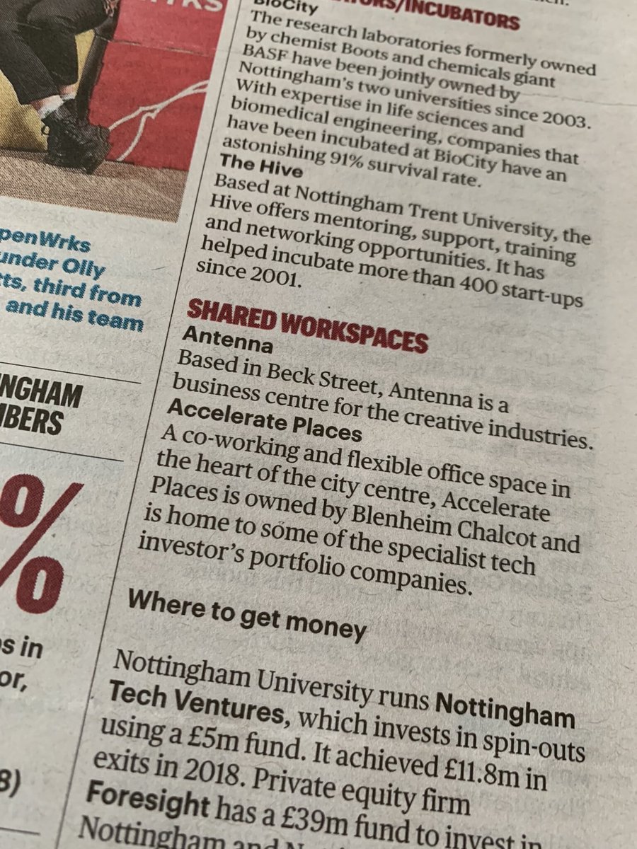 Great to see Accelerate Places included in @thesundaytimes #BestPlacesForBusiness 2020 supplement.

buff.ly/2Hcgpxg (Paywall)

#Nottingham #Growth #coworking