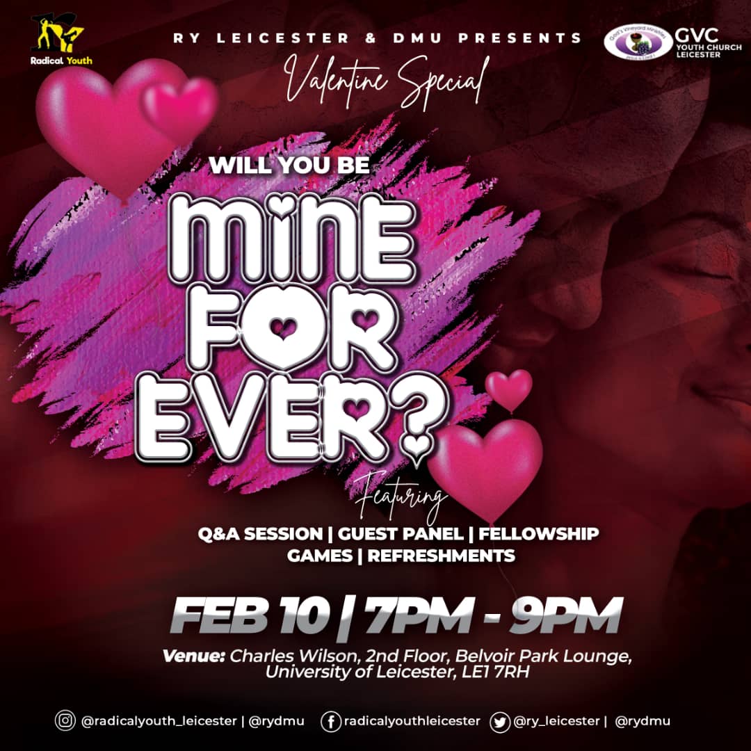 RY_Leicester's tweet photo. Hello friends! 👋🏽
Tonight is our VALENTINE'S SPECIAL from 7-9pm!
We have games, discussions with special guests, Q &amp; As and much more in store!

Location📍:  Charles Wilson 2nd Floor, Belvoir Park Lounge
Hope to see you all there and bring your friends! Don't miss this! ✨ https://t.co/76M2reewCo