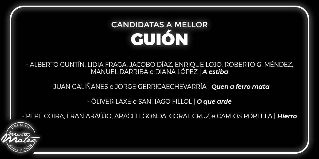 #MestreMateo20 | FINALISTAS A MELLOR GUIÓN