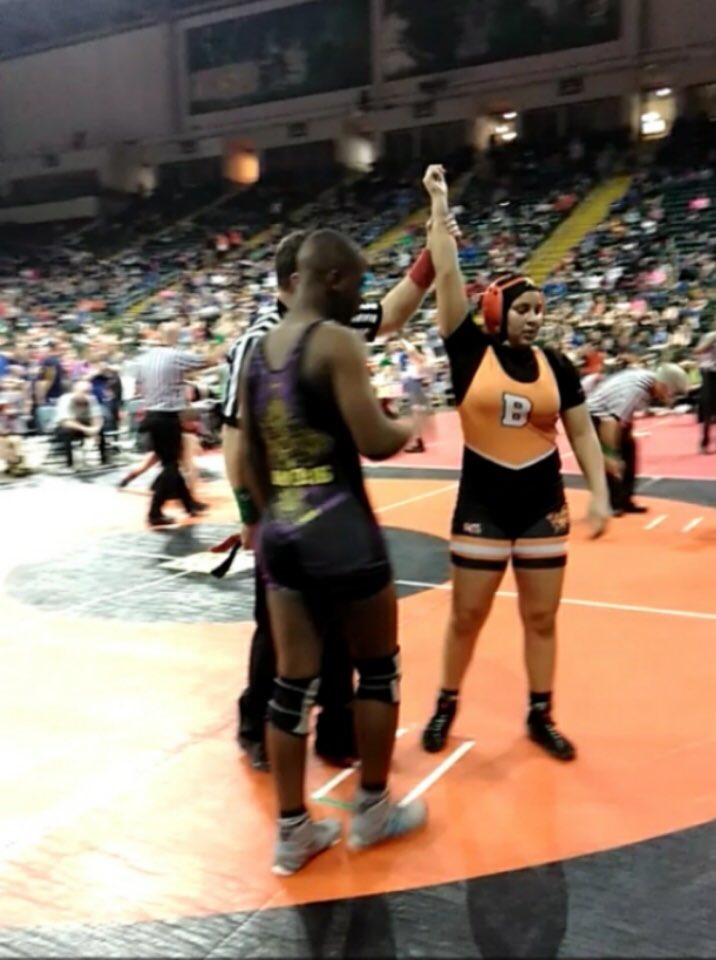 A huge congratulations to our JCC 6th grader, Aaliyah, who had a HUGE season on the mats wrestling. Aaliyah won the Miami Valley Kids Wrestling Association (MVKWA) Champion. She went 33-4 on the season. Congrats!!!!!