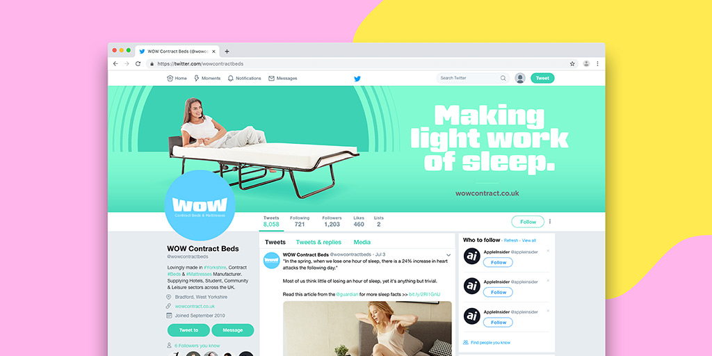 Superconduct_uk's tweet image. Our latest #rebrand has launched!

We helped @wowsleepexperts modify their #brandvoice from bed manufacturer to sleep experts 🤩

A fresh &amp;amp; vibrant brand to communicate their value 😴

Post launch, Wow&apos;s social engagement increased from 1% &amp;gt; 4.3% 🙌

Proof #design drives results!