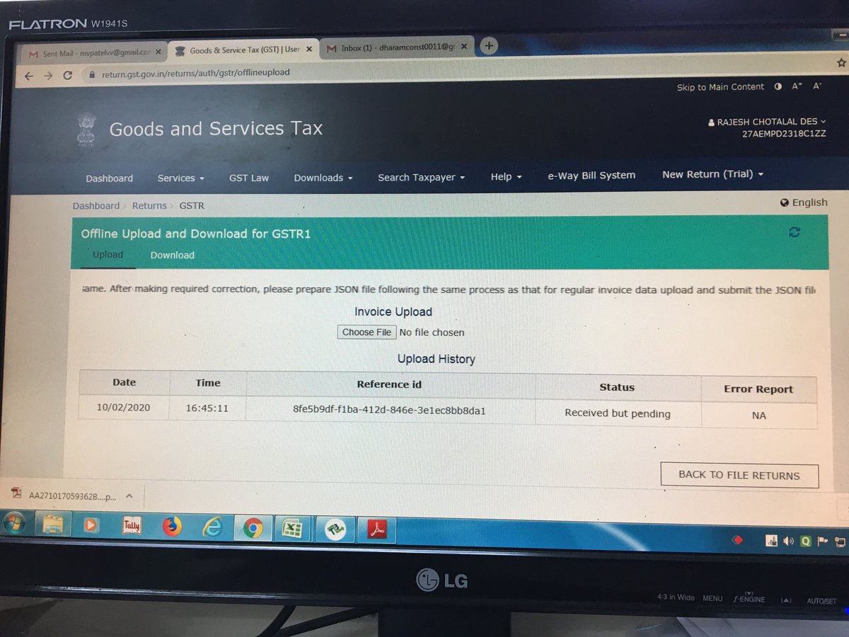 mvpatelvvicloud's tweet image. ⁦@cbic_india⁩ ⁦@GST_Council⁩ ⁦@PIB_India⁩ ⁦@InGSTPortal⁩ ⁦@Infosys⁩ ⁦@theicai⁩ #gstr1 Due Date for monthly Returns 11/02/2020 but #Gstserver NOT RESPONDING, What to Do, Really Frustrating Work, JSON file uploaded from 4:30 pm still status shows