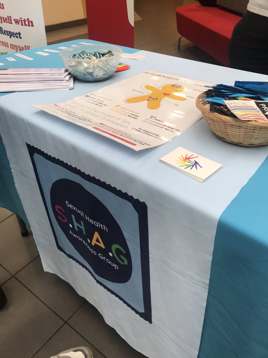 Jozanda's tweet photo. The @UCLanSU S.H.A.G project volunteers are in the Mall today talking all things Transgender in honour of #LGBTHM2020 - chat to them and grab some freebies! #SVW2020 #SVW2020NW https://t.co/SZDRjo0EZf