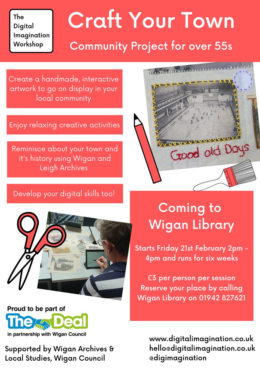 Our final 'Craft Your Town' project begins 21st Feb! If you'd like to get involved this is your last chance! You'll contribute to an interactive artwork all about Wigan Borough, which will go on display in <a href="/WiganLibraries/">Wigan Libraries</a> Please share with anyone who may be interested 💻🎨