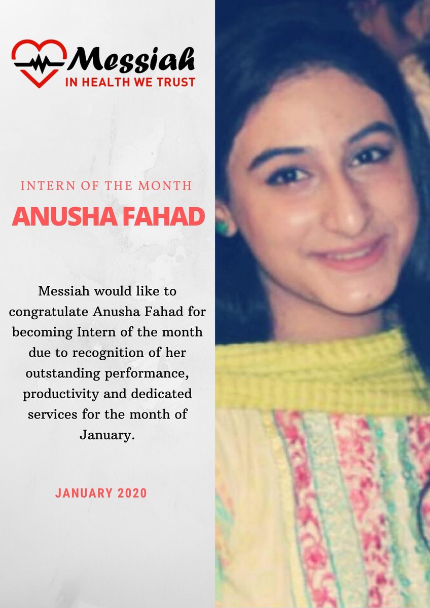MessiahPK's tweet photo. For the month of December, Messiah would like to congratulate Anusha Fahad for becoming Intern of the Month due to her hardwork &amp; dedication towards Messiah.

#Messiah #InternOfTheMonth #HyderabadSindh https://t.co/tx5jgxfIbc