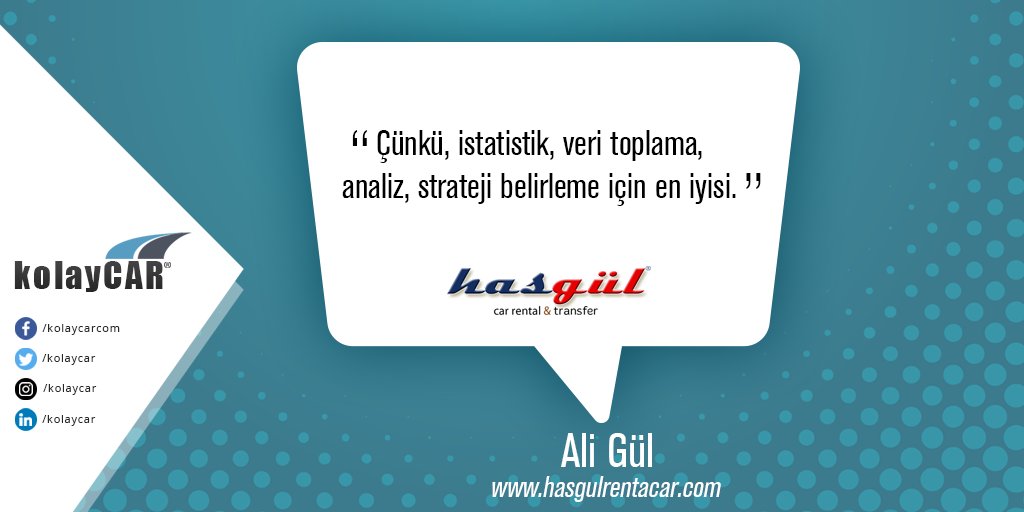 kolaycar's tweet photo. kolayCAR kullanan firmalara sorduk, neden kolayCAR?

#hasgül' ün cevabı: "Çünkü, istatistik, veri toplama, analiz, strateji belirleme için en iyisi "

#müşteriyorumları #rentacar #kolayCAR #pazartesi #yeninesilyazılım #araçkiralama #otokiralama #yazılım #fırsat #yenilikdüşün https://t.co/uvHODqylQN