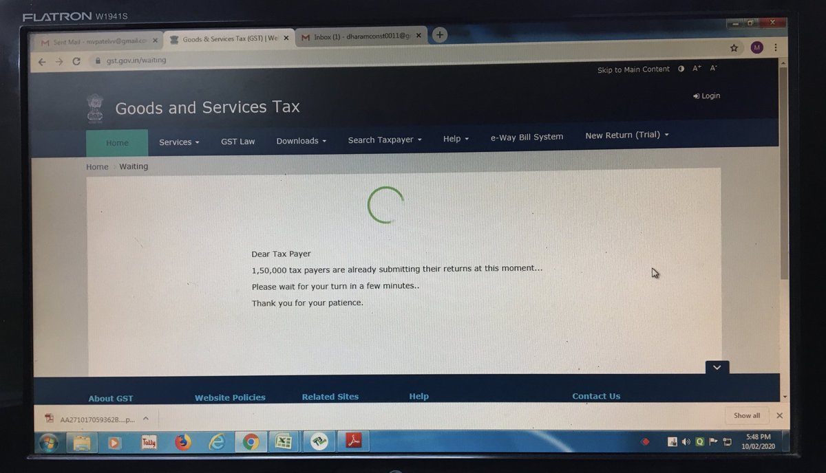 mvpatelvvicloud's tweet image. ⁦@cbic_india⁩ ⁦@GST_Council⁩ ⁦@PIB_India⁩ ⁦@InGSTPortal⁩ ⁦@askGST_GoI⁩ ⁦@Infosys⁩ ⁦@nsitharaman⁩ ⁦@nsitharamanoffc⁩ #1LakhCroreGst Income Denewala #GSTSERVER Agar 1.5 Lakh user’s ko accept nahi kar sakta to kya matlab he is serverka