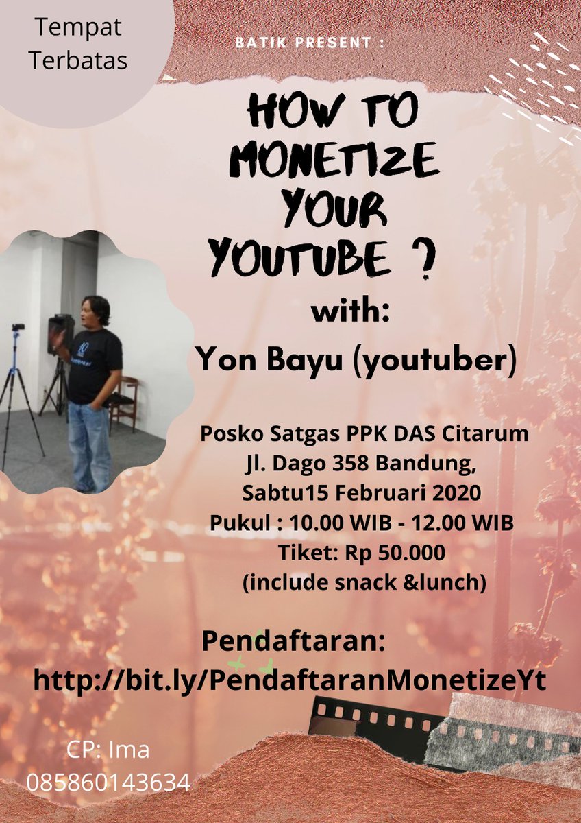 panah_bintangku's tweet image. Buat temen - temen di Bandung. Ikutan yuuk 😍
#monetisasiyoutube
#events 
#optimasitwitter