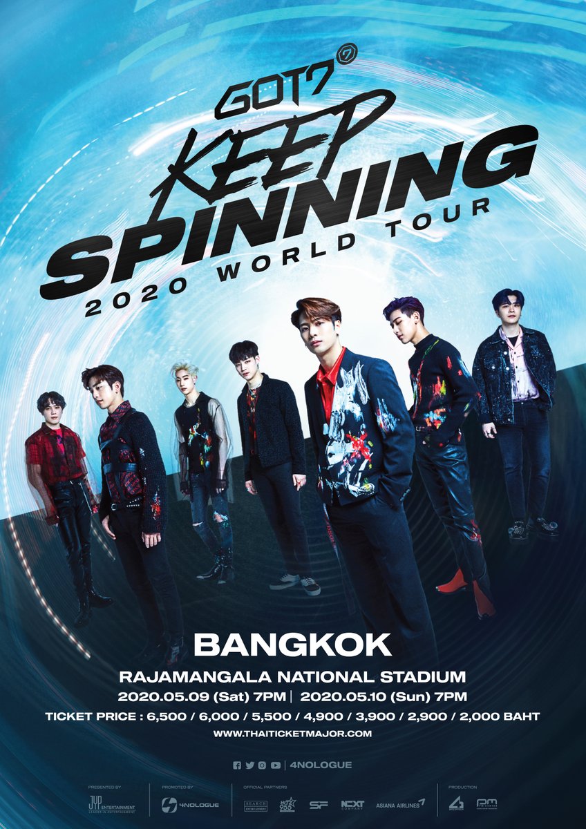 GOT7 2020 WORLD TOUR 'KEEP SPINNING' IN BANGKOK New Schedule notice!
bit.ly/2uy9o7l

#GOT7 #갓세븐 @GOT7Official
#GOT7WORLDTOUR
#GOT7_KEEPSPINNING