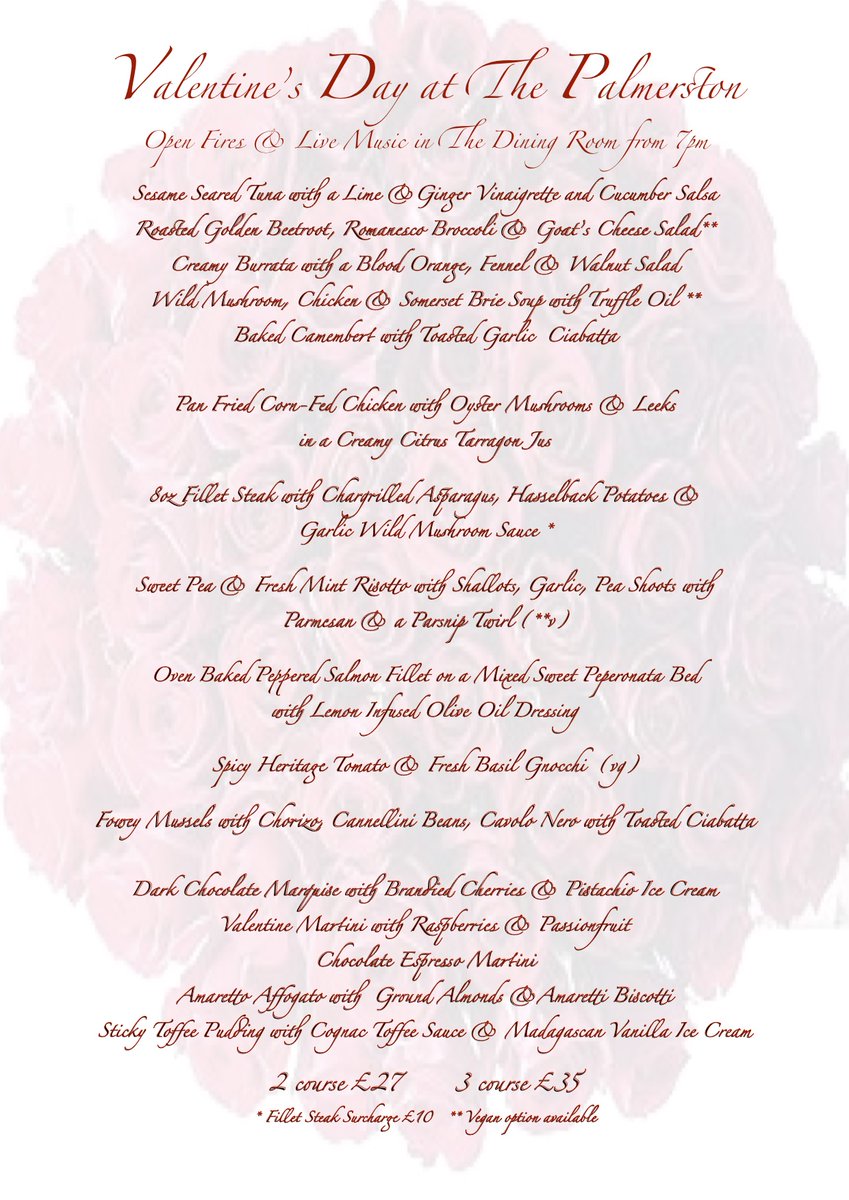 Join us for Valentine's Day at The Palmerston, 91 Lordship Lane, East Dulwich