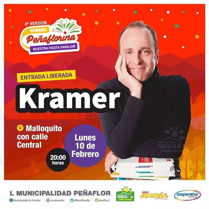 MuniPenaflor's tweet photo. Y llegó el día para el #humor 🤣 en #SemanaPeñaflorina 🤩 #2020  👉👉Hoy el comediante e imitador #Kramer se presenta en #Malloquito con #CalleCentral, a las 20:00 horas. 
¡Ven a pasar un buen momento junto a tu familia!  La entrada es liberada 👏👏👏. https://t.co/7jnaJUf9Qg
