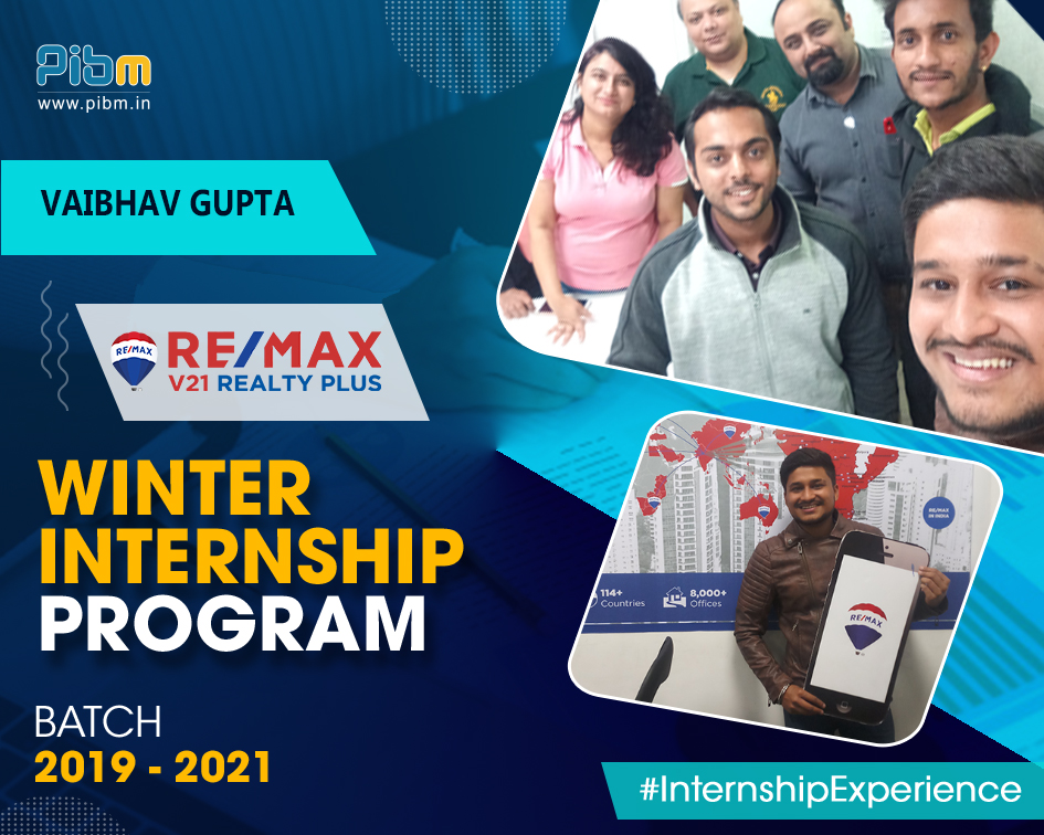 PunePIBM's tweet image. Mr. Vaibhav Gupta from PIBM&apos;s Batch 2019-21, bagged an amazing WIP opportunity with Remax V21 Realty Plus. Here&apos;s a glimpse of Mr. Vaibhav during his WIP.

#WinterInternshipProgram #Remax #MastersWithPIBM #WIP2020 #PIBMPune