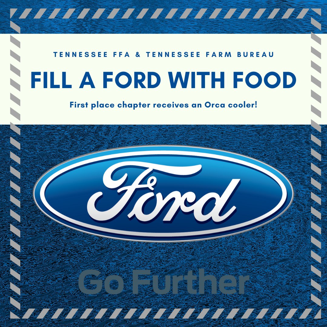 Tennessee Farm Bureau Federation (@tnfarmbureau) on Twitter photo We're partnering with <a href="/tnffa/">Tennessee FFA</a> to impact local communities across the state by encouraging FFA chapters to donate to their local food banks through the "Fill A Ford With Food" campaign. Know an FFA chapter wanting to participate? Here's how ⬇️
Entry form: bit.ly/FillAFord We're partnering with <a href="/tnffa/">Tennessee FFA</a> to impact local communities across the state by encouraging FFA chapters to donate to their local food banks through the "Fill A Ford With Food" campaign. Know an FFA chapter wanting to participate? Here's how ⬇️
Entry form: bit.ly/FillAFord