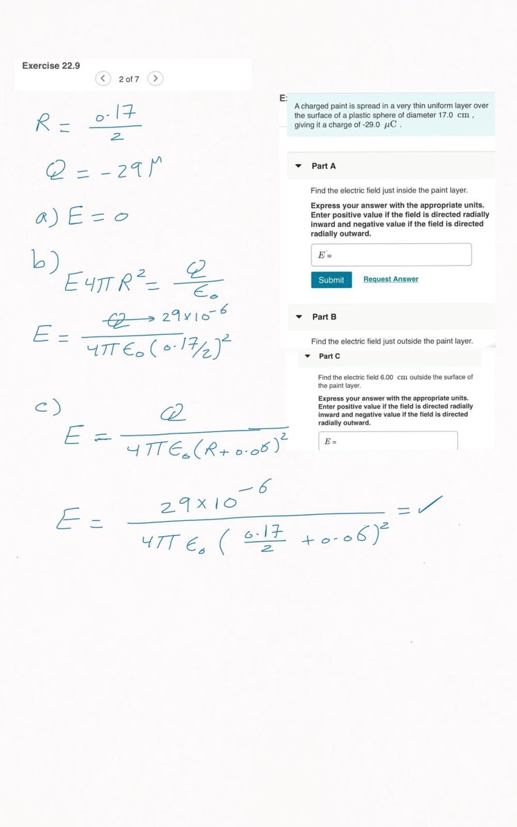 engi_science's tweet image. حل هوم ورك physics 2 جابتر 22
part 1
#MSI #physics2 #chapter22 #amin