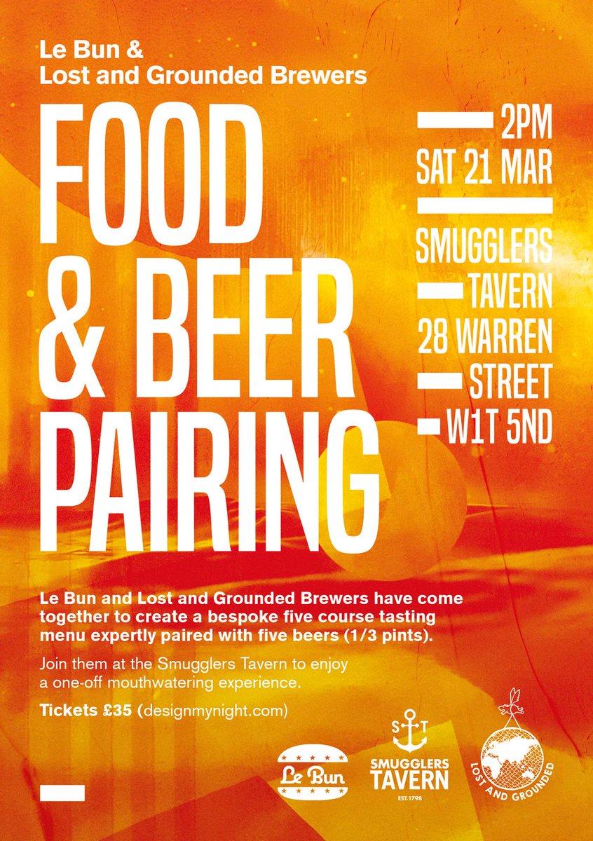 Join us on March 21st for this fantastic event where we bring together burger aficionados <a href="/LeBunUK/">Le Bun</a> and <a href="/lostandgrounded/">Lost and Grounded Brewers</a> brewers for this bespoke tasting menu. Tickets available soon via Design My Night.