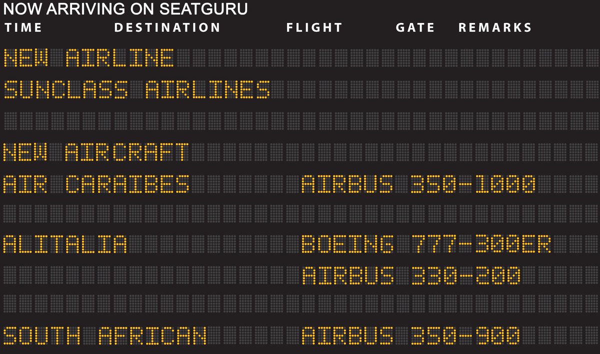 Over the weekend, we added a couple new things to our site! Please help us in welcoming Sunclass Airlines (formerly Thomas Cook Airlines Scandinavia) to our site as well as new seat maps for <a href="/aircaraibes/">Air Caraïbes</a> <a href="/Alitalia/">Alitalia</a> and <a href="/flySAA_US/">SouthAfricanAirways</a>!

seatguru.com/traveltips/feb…
