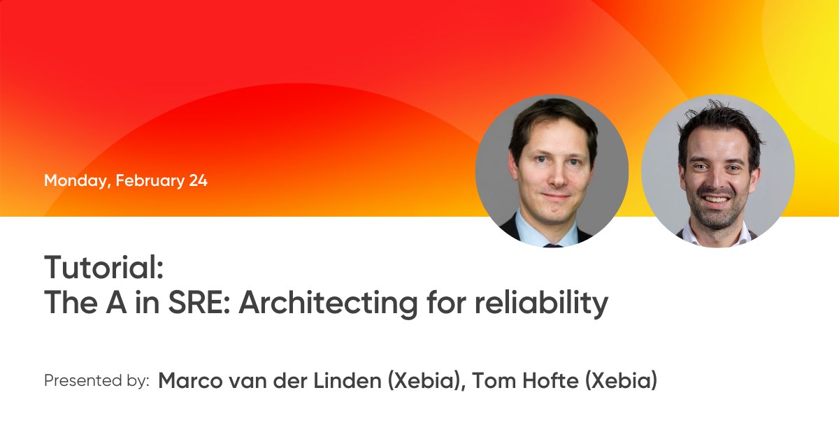 OReillySACon's tweet photo. Join @tomhofte &amp; Marco van der Linden's tutorial at #OReillySACon NY to get a better understanding of defining clear SLOs and how to translate them into a reliable and observable system by applying well-established architectural patterns. Register today. https://t.co/5JT8WiQX4v https://t.co/nGRKtL0FlG