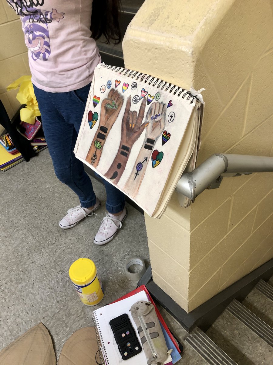LDSspotlight's tweet photo. WOW! These @NagelNighthawks from @rarnell's GiftED Class came up with the idea of painting a mural to spread awareness of equality.  This is student-led, student-designed, and student-created.  This is #Nagelbethechange!  #forstudentsbystudents #WeareFHSD https://t.co/oXh75M1N3T