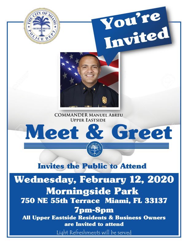 Come join us on Wednesday, February 12 to meet our new commander!!! @MAbreuMPD @LainezMpdk @Majormovesndss #safestcity