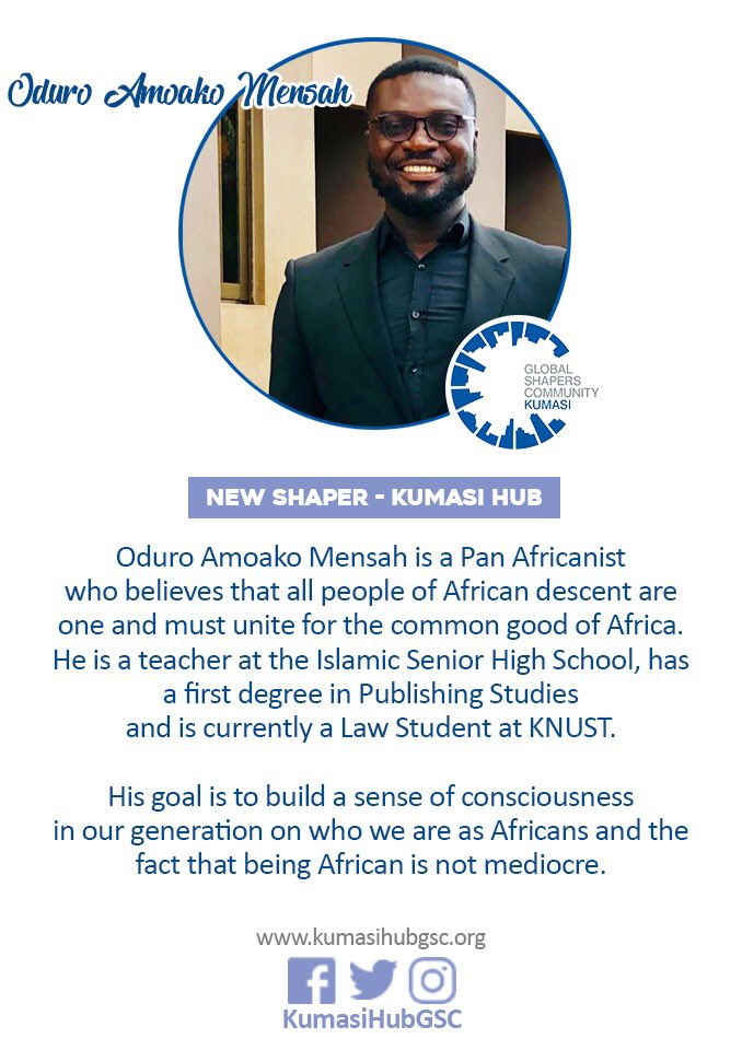 KumasiHubGSC's tweet photo. This week, we present #NewShapers joining Kumasi Hub. Welcome Mr. Mensah. https://t.co/ocTRpZahUP