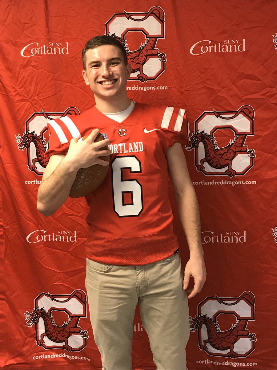 Excited to announce that I will be continuing both my academic and athletic careers at SUNY Cortland! Thank you to everyone who has helped and supported me throughout this process! @CoachKPig @coachhart_m @CortlandStateFB #FeedTheDragon