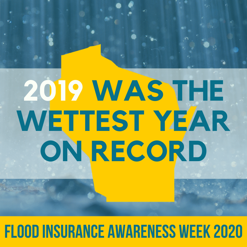 wisconsinoci's tweet photo. Last year was the wettest on record in Wisconsin. Don’t wait to see how 2020 turns out before you get flood insurance. Call your insurance agent or visit https://t.co/jWaHFiImWf today. #FloodInsuranceAwarenessWeek #OCI #DNR https://t.co/zELuBgYV65