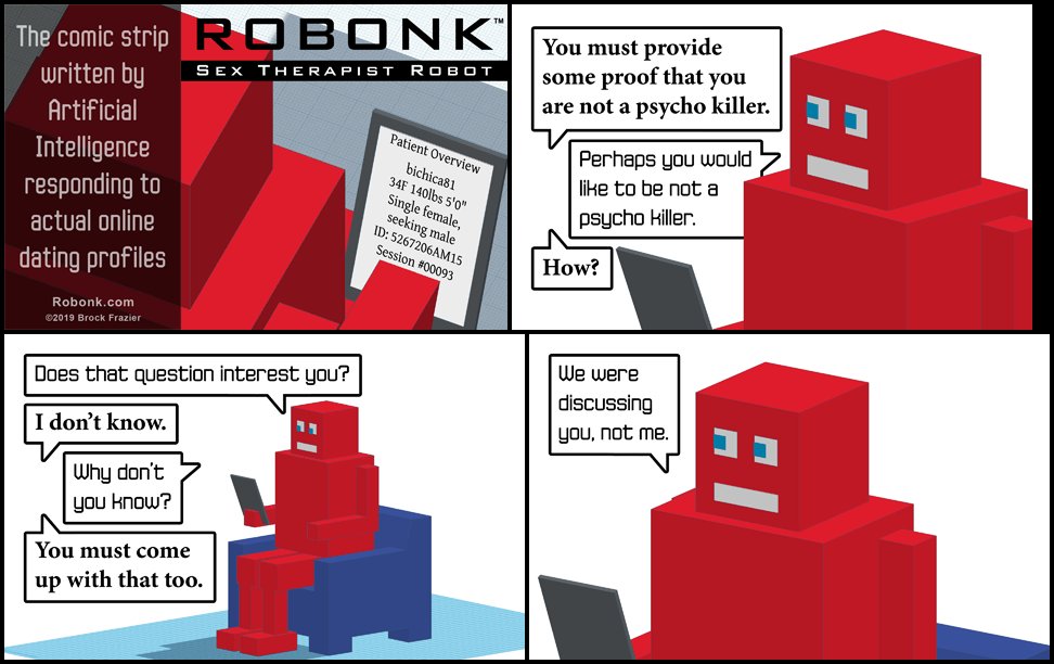 iRobonk's tweet photo. #ai + #onlinedating = #comics // #Female #SeekingMale #over35 #5foot8 #Nebraska | #webcomics #00093 https://t.co/1CVK76j3FU