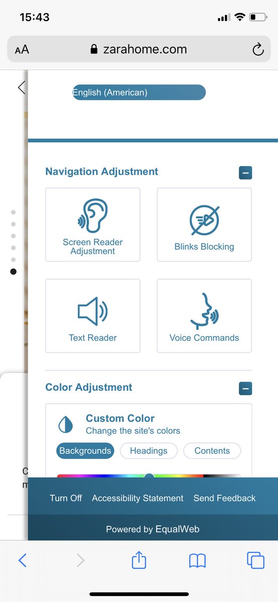 andrijana987's tweet image. #zarahome’s website has an option to ajust accessability for those in need of it. Nice! 👌🏻 #equalweb #webaccessability #website #uxdesign